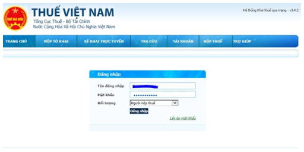 Đăng nhập vào hệ thống Thuế điện tử Việt Nam
