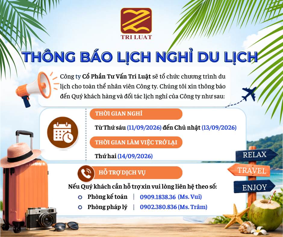 THÔNG BÁO LỊCH NGHỈ DU LỊCH NĂM 2026